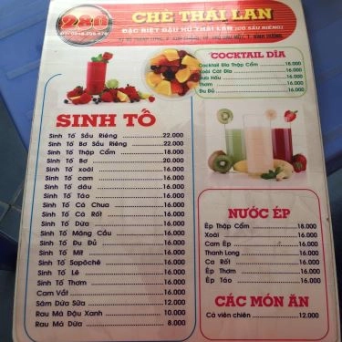 Thực đơn- Quán Ăn Chè 280