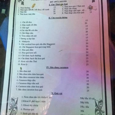 Thực đơn- Quán Ăn Chè Bun - Tô Hiến Thành