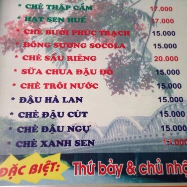 Thực đơn- Quán Ăn Chè Cung Đình Huế - Hà Đông
