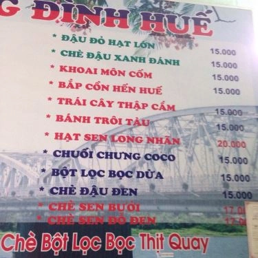 Thực đơn- Quán Ăn Chè Cung Đình Huế - Hà Đông