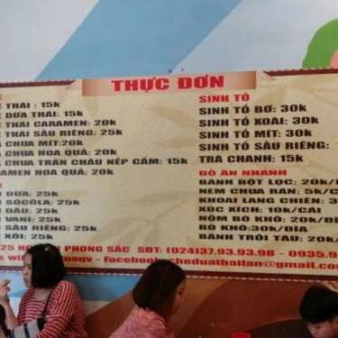 Thực đơn- Quán Ăn Chè Dừa Thái Lan - Nguyễn Phong Sắc
