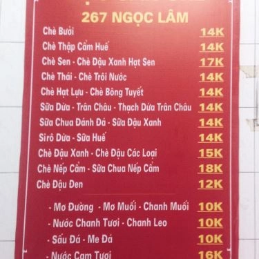 Thực đơn- Quán Ăn Chè Huế & Bánh Trôi Tàu - Ngọc Lâm