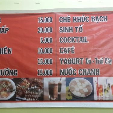 Thực đơn- Quán Ăn Chè Khúc Bạch Thu Oanh
