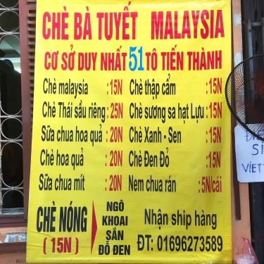 Thực đơn- Quán Ăn Chè Malaysia Bà Tuyết