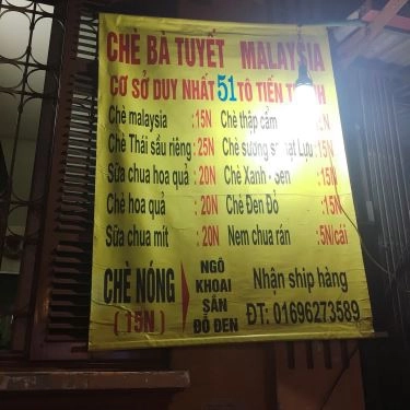 Thực đơn- Quán Ăn Chè Malaysia Bà Tuyết
