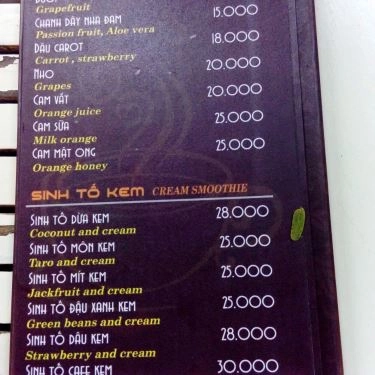 Thực đơn- Quán Ăn Chè Nguyên Hương - Sư Vạn Hạnh
