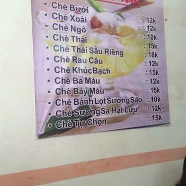 Thực đơn- Quán Ăn Chè Sài Gòn - ĐH Hà Nội