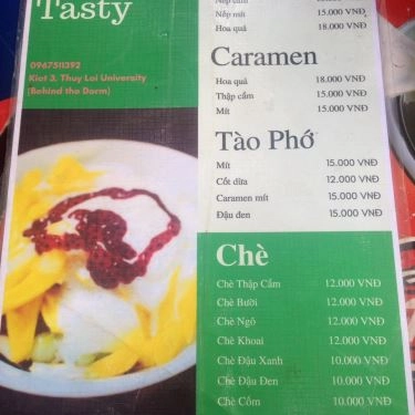 Thực đơn- Quán Ăn Chè Singapore - Chợ Thủy Lợi