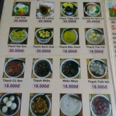 Thực đơn- Quán Ăn Chè Thạch & Chè Thái 122 - Bàu Cát