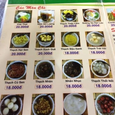 Thực đơn- Quán Ăn Chè Thạch & Chè Thái 122 - Bàu Cát