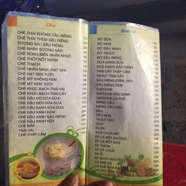 Thực đơn- Quán Ăn Chè Thái Biển Ngọc