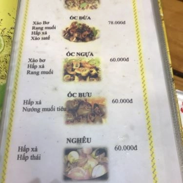 Thực đơn- Quán Ăn Quán Ốc A Sòi - Nguyễn Thượng Hiền
