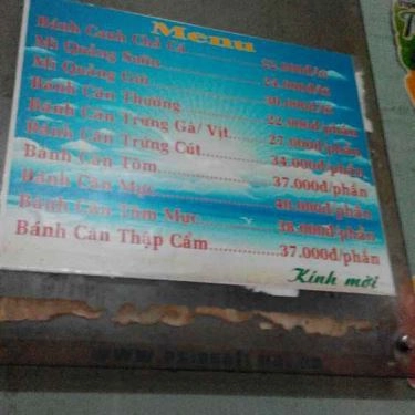 Thực đơn- Quán Ăn Bánh Căn Phan Thiết