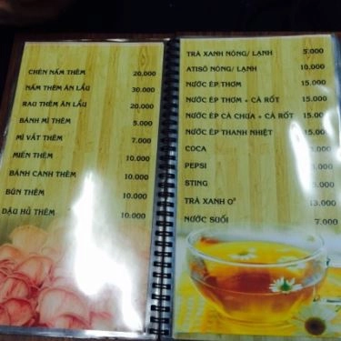 Thực đơn- Quán Ăn Bánh Canh Nấm An Nhiên - Nam Kỳ Khởi Nghĩa