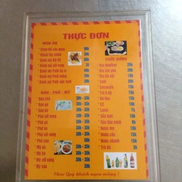 Thực đơn- Quán Ăn Bánh Mì Bít Tết Tuấn Minh