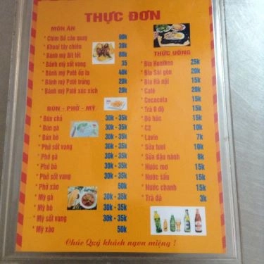 Thực đơn- Quán Ăn Bánh Mì Bít Tết Tuấn Minh