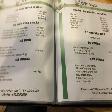 Thực đơn- Bếp Vui - Quán Ăn Bình Dân