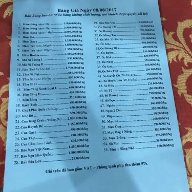 Thực đơn- Nhà Hàng Biển Đông 2 - Ẩm Thực Gia Đình