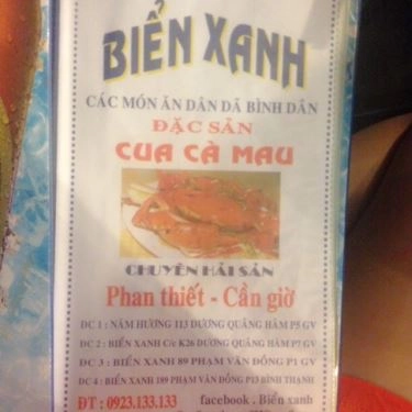 Thực đơn- Quán Ăn Biển Xanh Quán