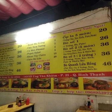 Thực đơn- Quán Ăn Bò Né 3 Ngon - Bò Quanh Lửa Hồng - Ung Văn Khiêm