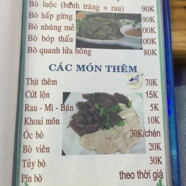 Thực đơn- Quán Ăn Bò Tơ Tây Ninh - 103 Tân Sơn Nhì