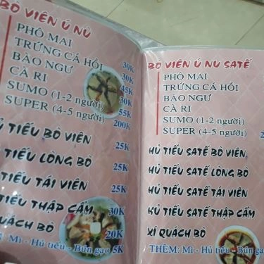 Thực đơn- Quán Ăn Bò Viên Ú Nù