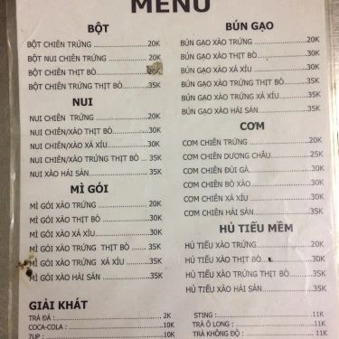 Thực đơn- Quán Ăn Bột Chiên Bảo Lâm