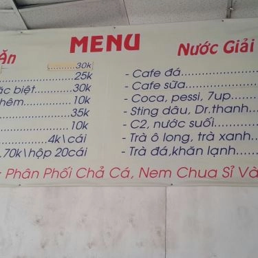 Thực đơn- Quán Ăn Bún Chả Cá - Trần Não