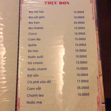 Thực đơn- Quán Ăn Bún Đậu, Lẩu - Lạc Trung