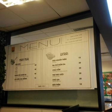 Thực đơn- Quán Ăn Bún Đậu Mắm Tôm 180 - TTTM Parkson Đà Nẵng