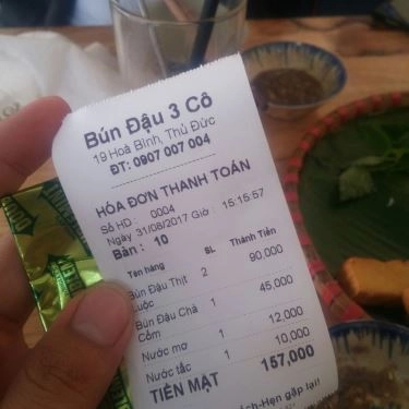Thực đơn- Quán Ăn 3 Cô - Bún Đậu Mắm Tôm