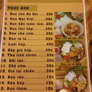 Thực đơn- Quán Ăn Bún Mẹt Việt