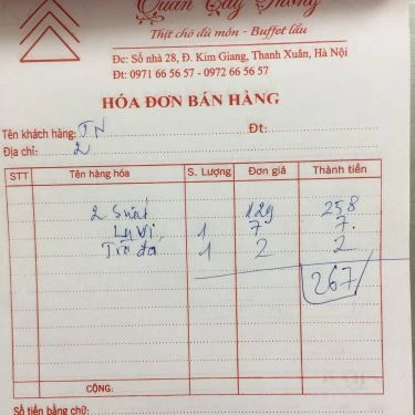 Thực đơn- Quán Ăn Cây Thông - Buffet Lẩu