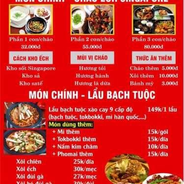 Thực đơn- Quán Ăn Cháo Ếch Singapore Gogi