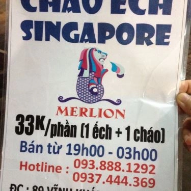 Thực đơn- Quán Ăn Cháo Ếch Singapore Merlion
