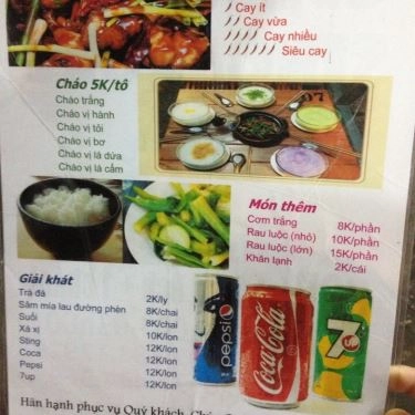 Thực đơn- Quán Ăn Cháo Ếch Singapore Merlion