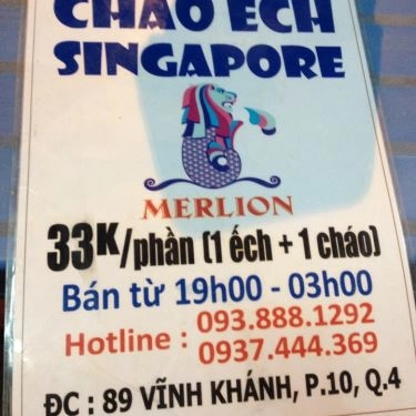 Thực đơn- Quán Ăn Cháo Ếch Singapore Merlion