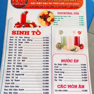 Thực đơn- Quán Ăn Chè 280