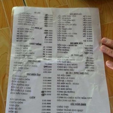 Thực đơn- Quán Ăn Cô Ba Nữ - Cháo Bầu