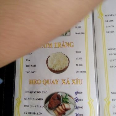 Thực đơn- Quán Ăn Cơm Gà Tam Kỳ Hồng Nga - Bùi Thị Xuân