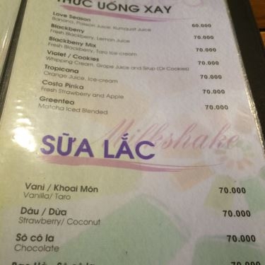 Thực đơn- Cosmo Cafe - Nhà Hàng Sân Vườn - Lê Thánh Tôn