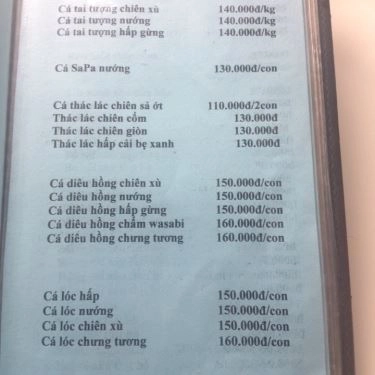 Thực đơn- Quán Ăn Cù Lao Xanh - Bình Quới