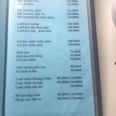 Thực đơn- Quán Ăn Cù Lao Xanh - Bình Quới