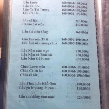 Thực đơn- Quán Ăn Cù Lao Xanh - Bình Quới
