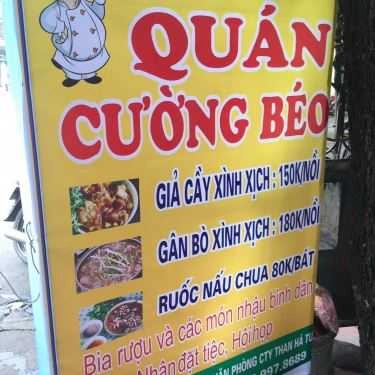 Thực đơn- Cường Béo - Bún, Lẩu & Nhậu Các Loại