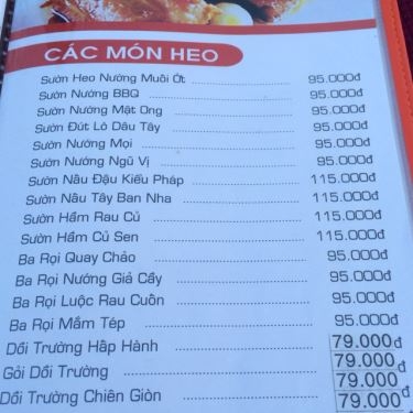 Thực đơn- Nhà Hàng Đức Dương - Ẩm Thực Sinh Thái