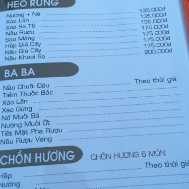 Thực đơn- Nhà Hàng Đức Dương - Ẩm Thực Sinh Thái