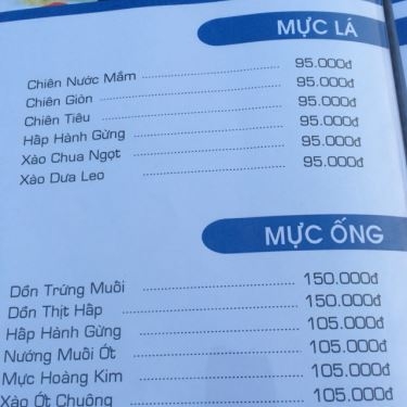 Thực đơn- Nhà Hàng Đức Dương - Ẩm Thực Sinh Thái