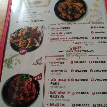 Thực đơn- Quán Ăn GAXEO Chicken - Beer & BBQ - The Vista An Phú