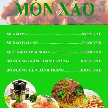 Thực đơn- Quán Ăn Gia Chánh Quán - Quốc Lộ 22